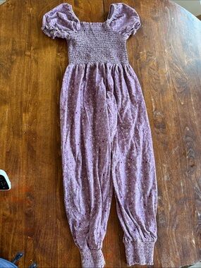 SweetHoney Lavender Floral Smocked Jumpsuit